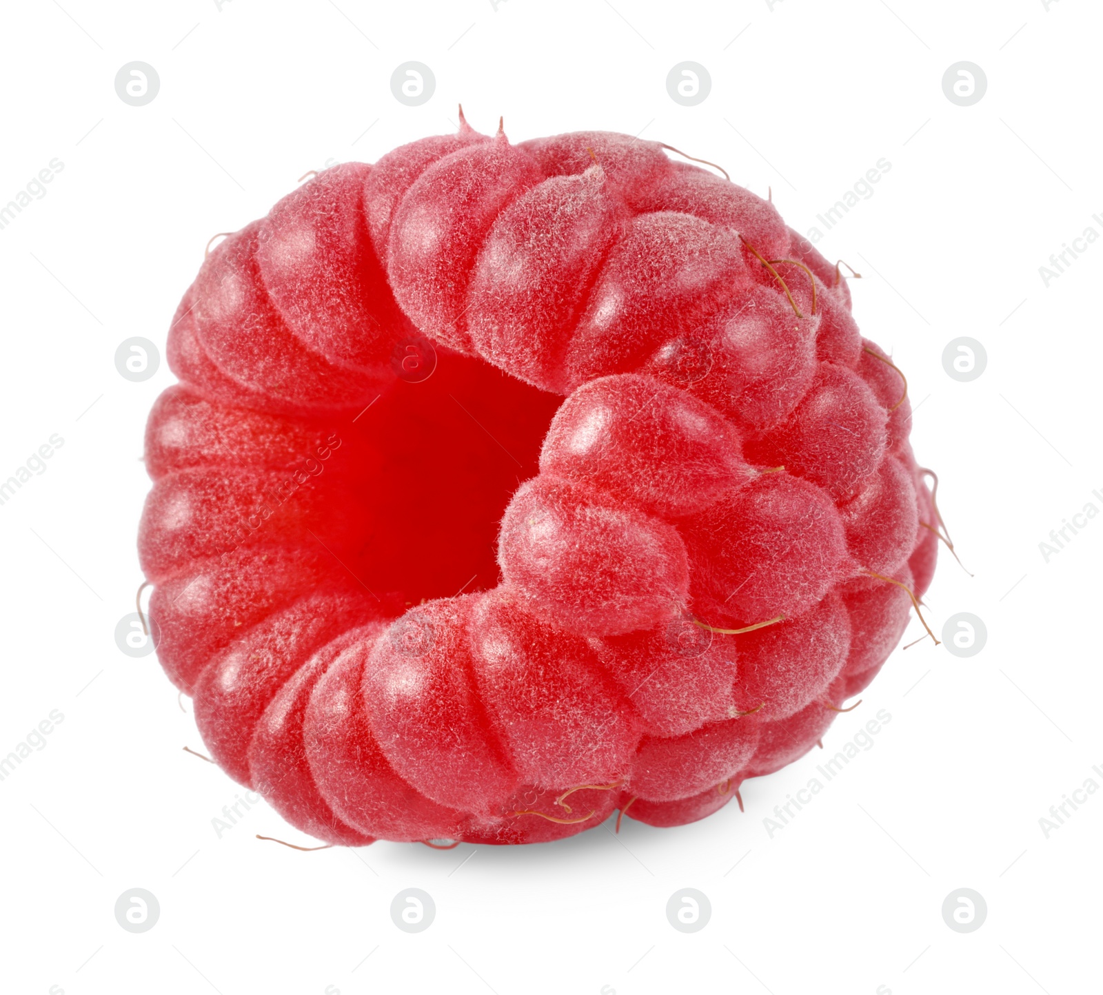 Photo of One tasty ripe raspberry isolated on white