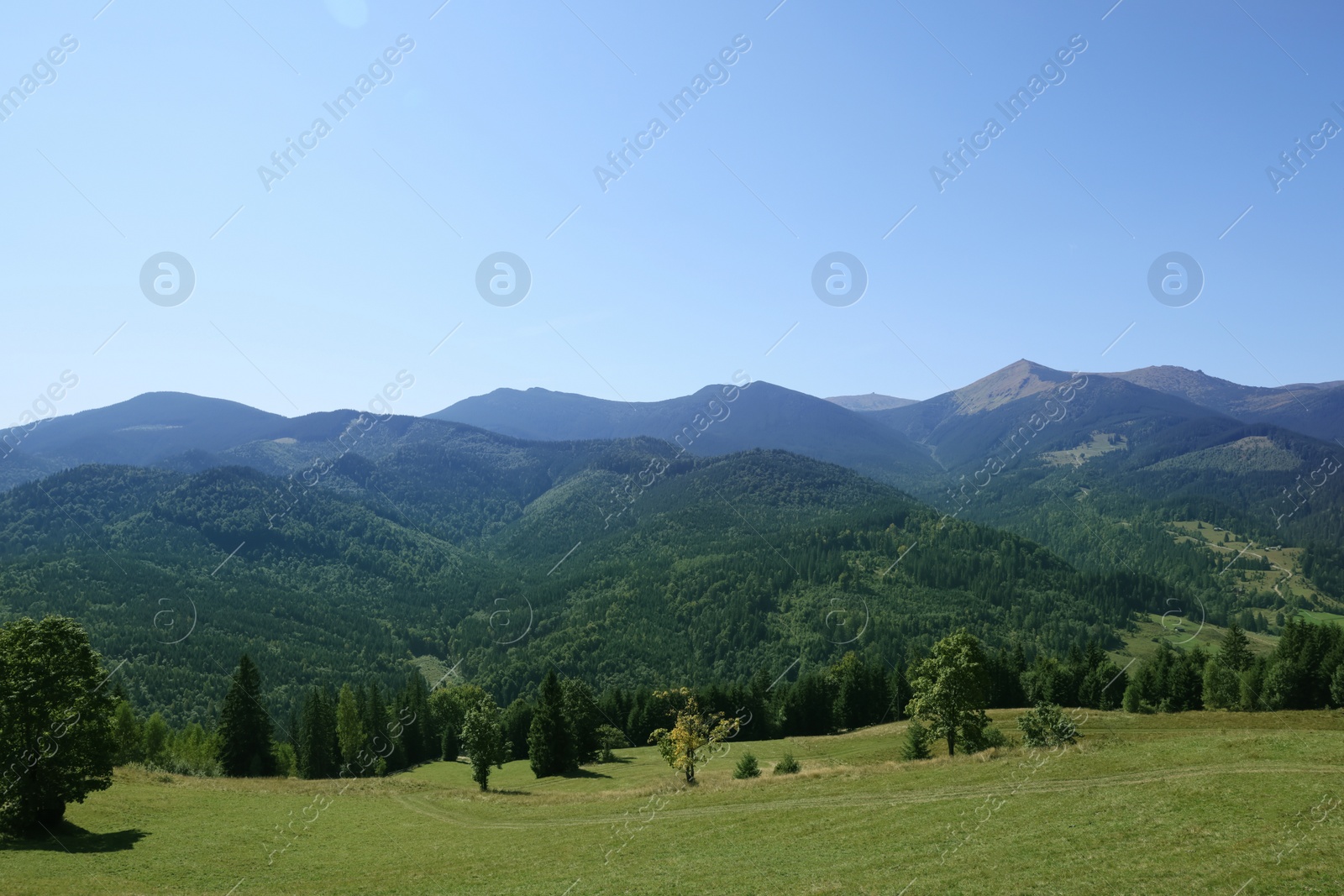 Photo of Beautiful view of landscape with mountain hills