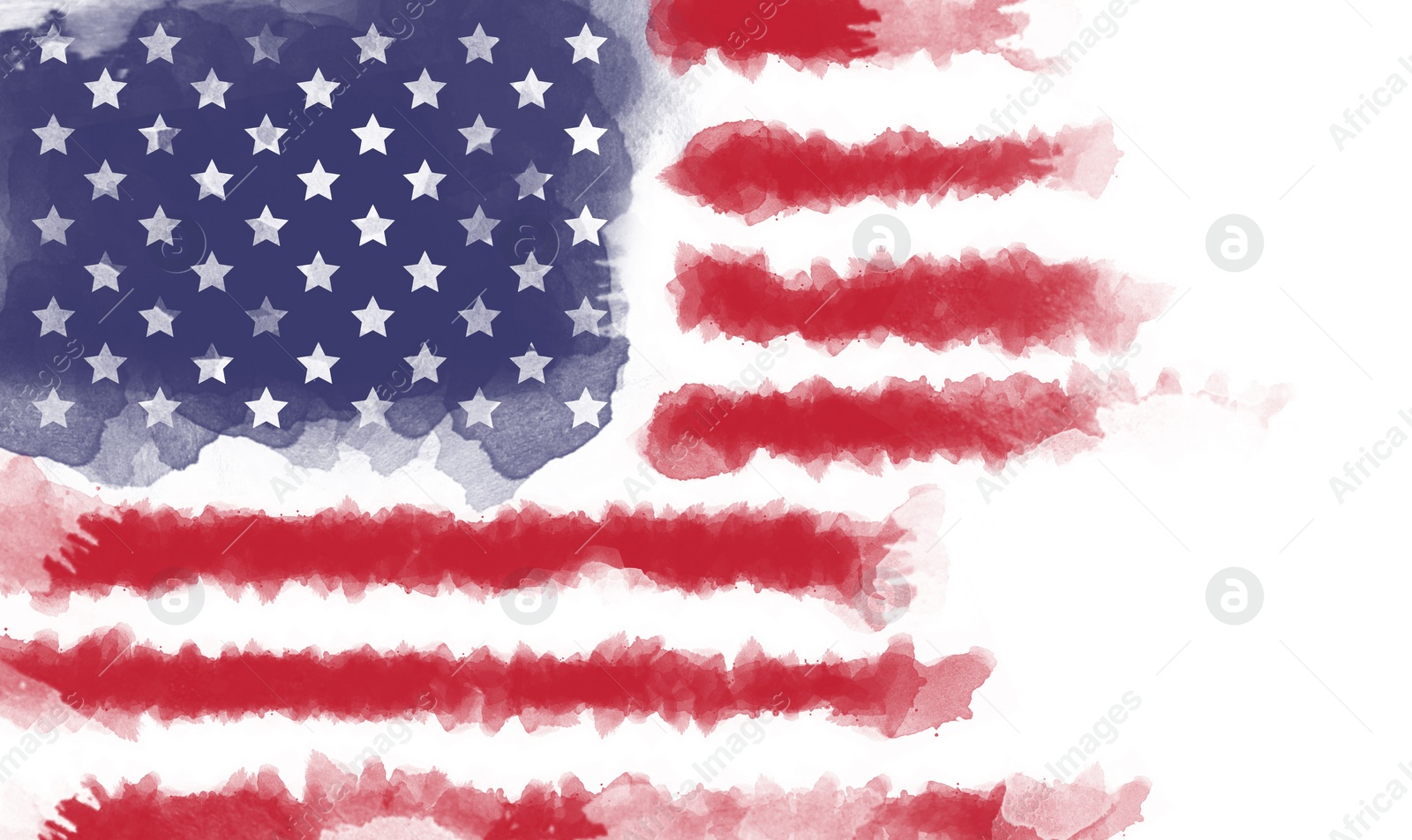 Image of National flag of USA, painting in watercolor