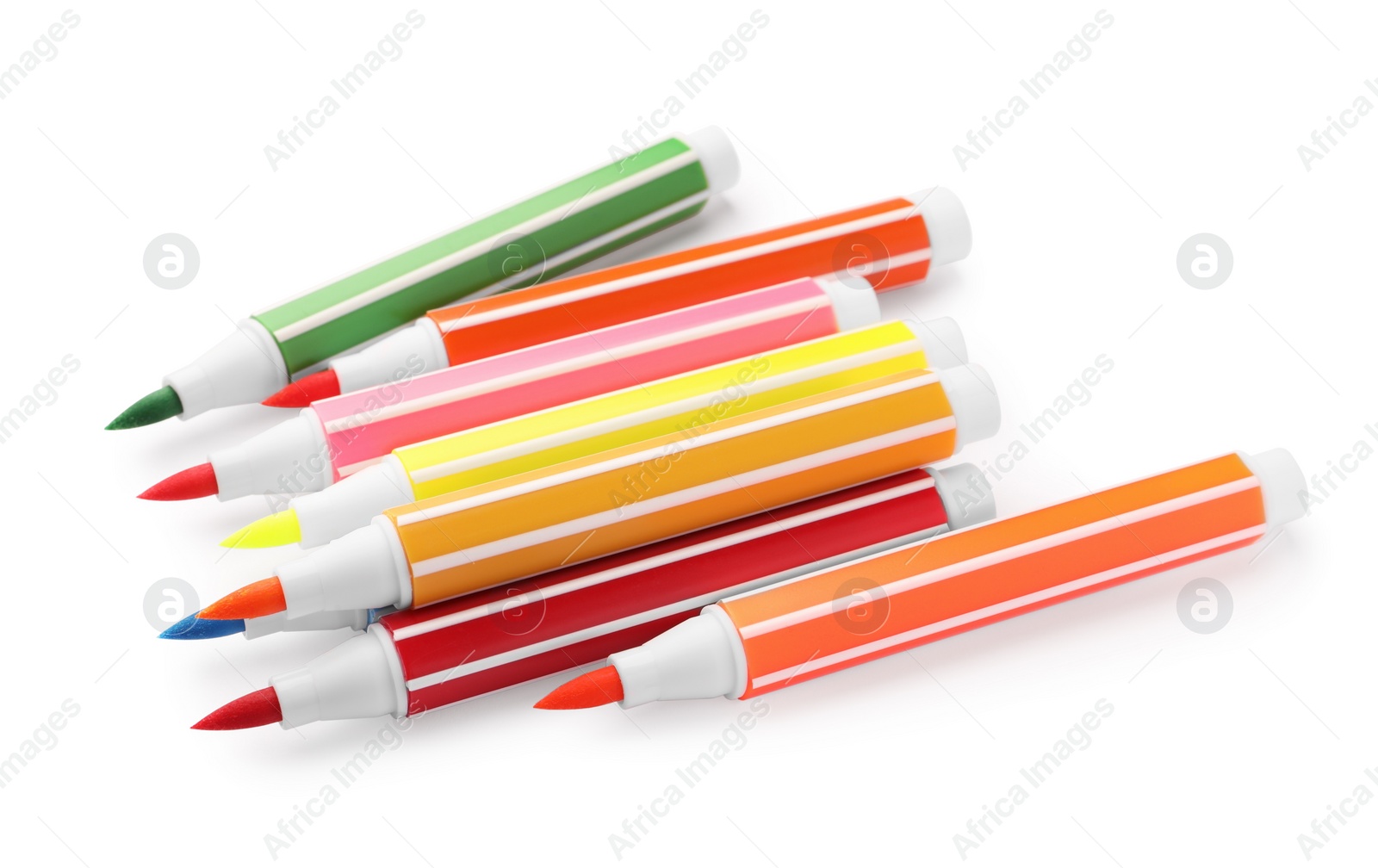 Photo of Many bright colorful markers isolated on white