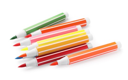 Photo of Many bright colorful markers isolated on white