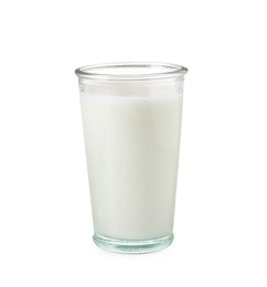 Glass of fresh milk isolated on white