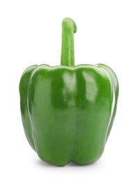 Ripe green bell pepper on white background