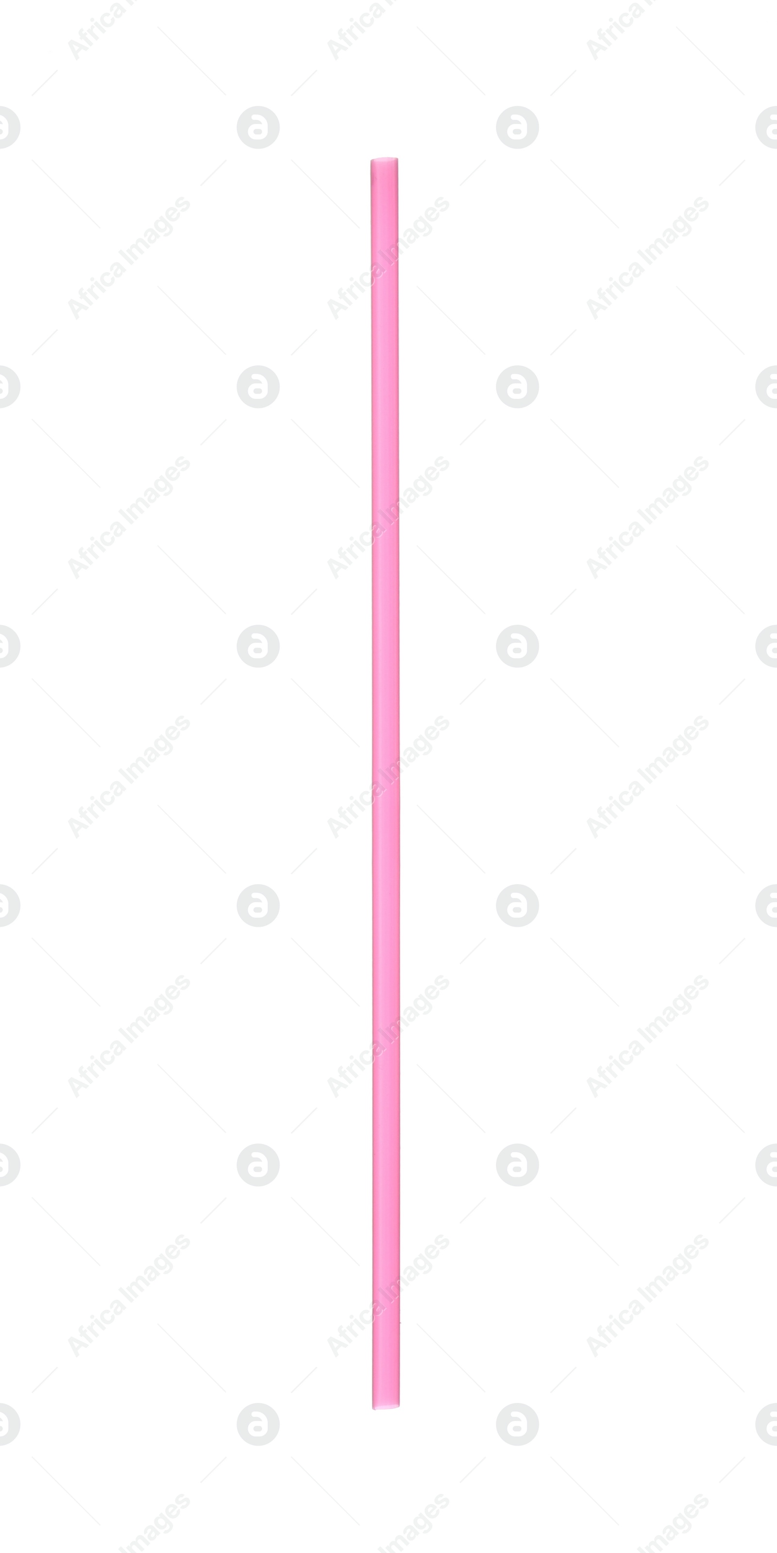 Photo of Pink plastic straw for drink isolated on white