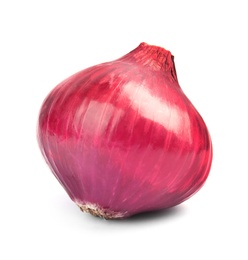 Photo of Ripe red onion on white background