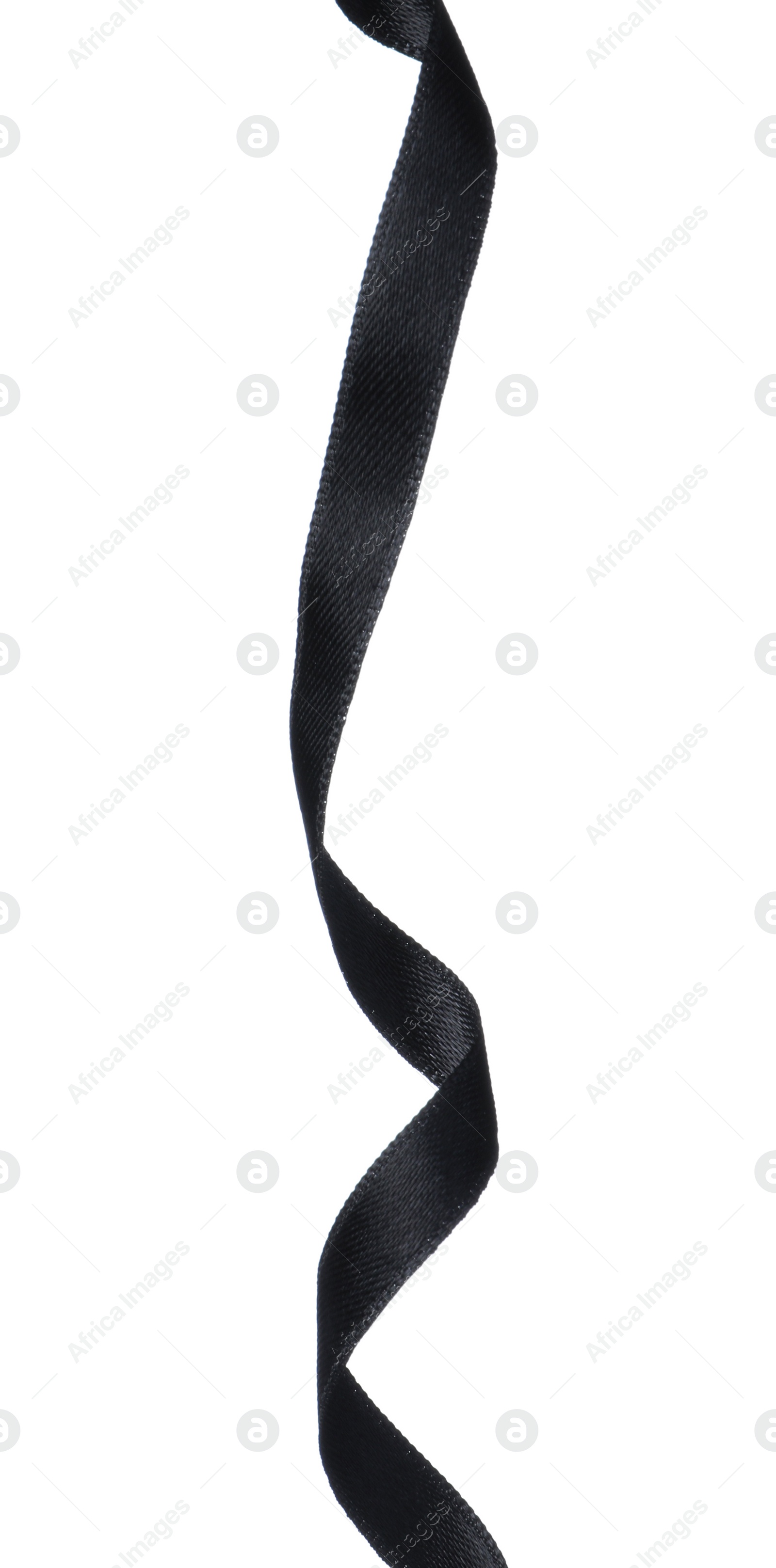 Photo of Beautiful elegant black ribbon isolated on white