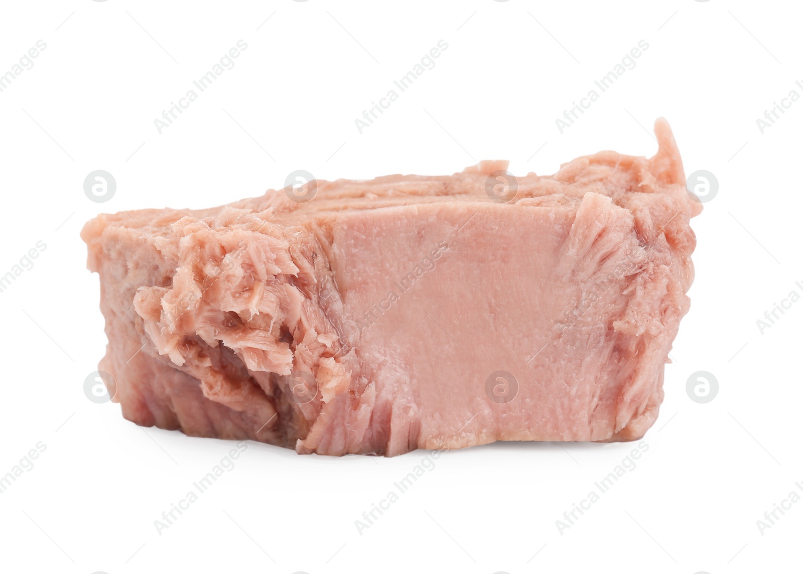 Photo of Delicious canned tuna chunk isolated on white