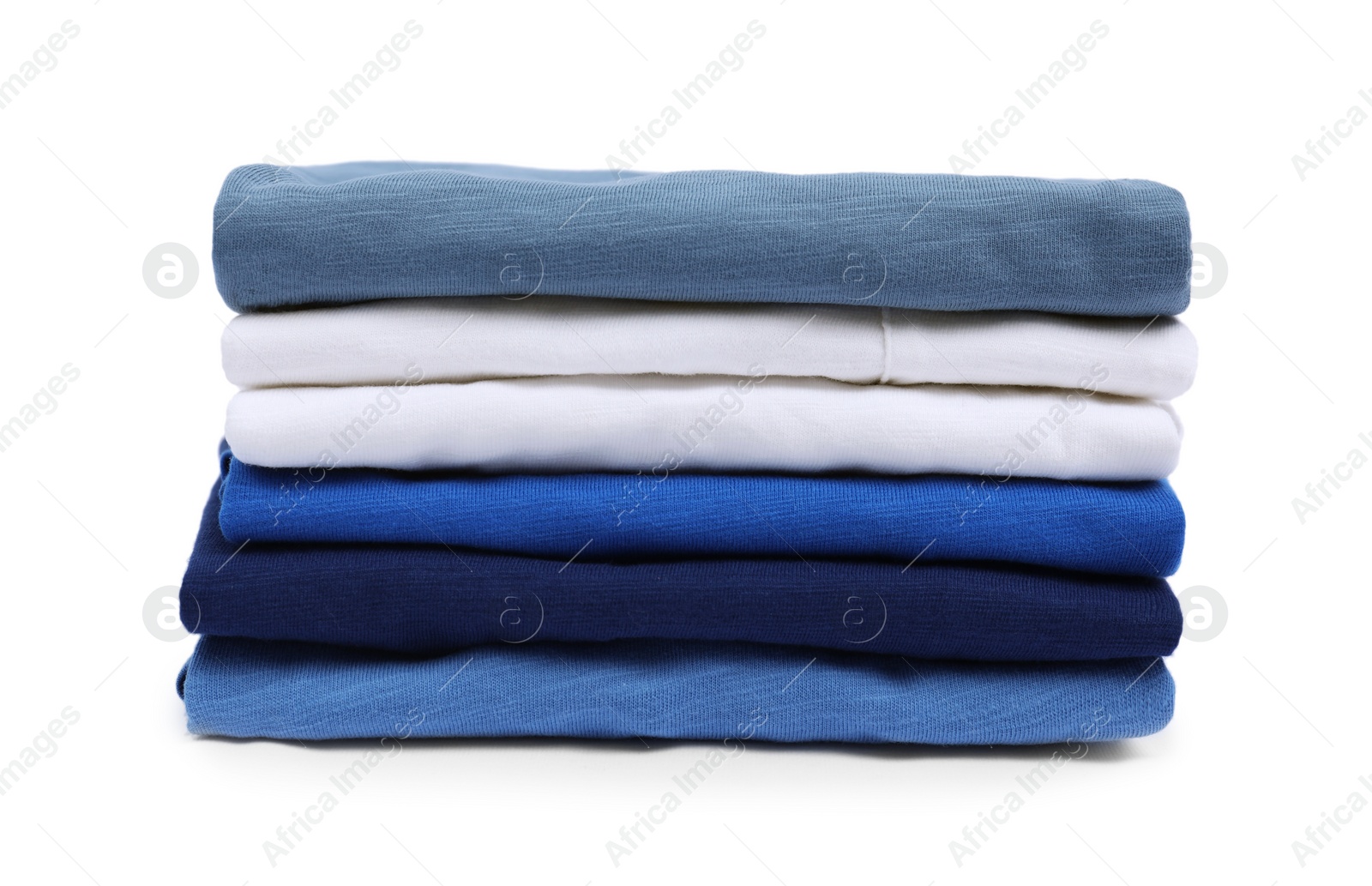 Photo of Stack of clean baby clothes isolated on white