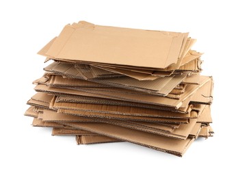 Photo of Stack of cardboard pieces isolated on white