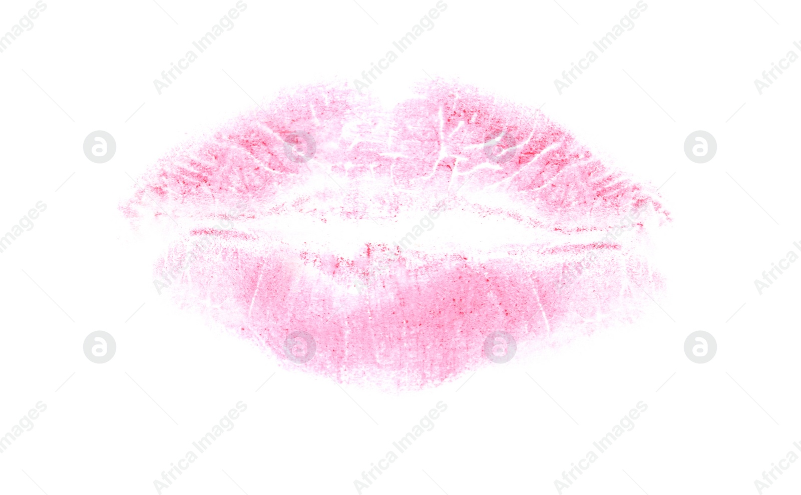 Photo of Pink lipstick kiss mark isolated on white