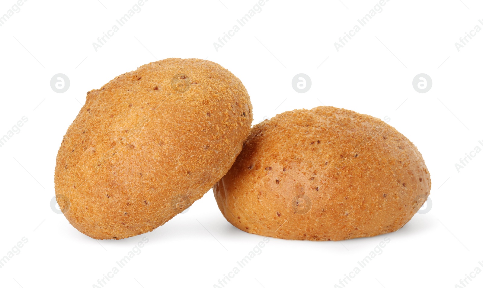 Photo of Two fresh hamburger buns isolated on white