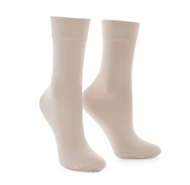 Image of Pair of beige socks isolated on white