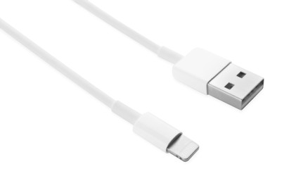 USB to lightning cable isolated on white. Modern technology