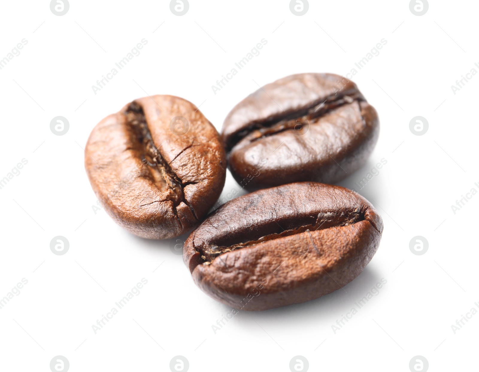 Photo of Fresh roasted coffee beans on white background