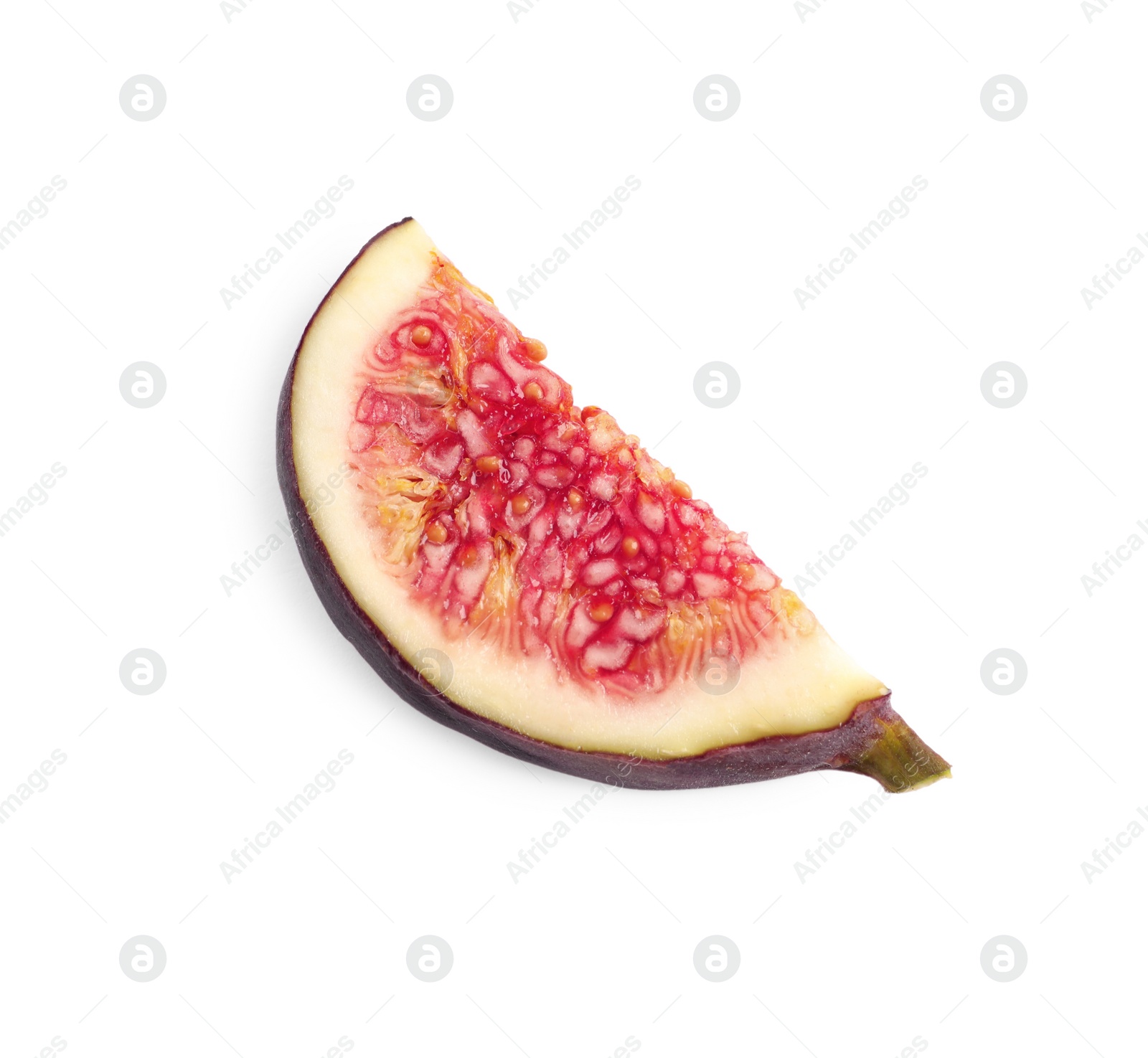 Photo of Slice of fresh fig isolated on white, top view