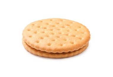 Photo of One tasty sandwich cookie isolated on white