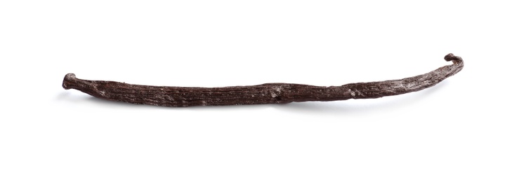 Photo of Aromatic vanilla stick on white background