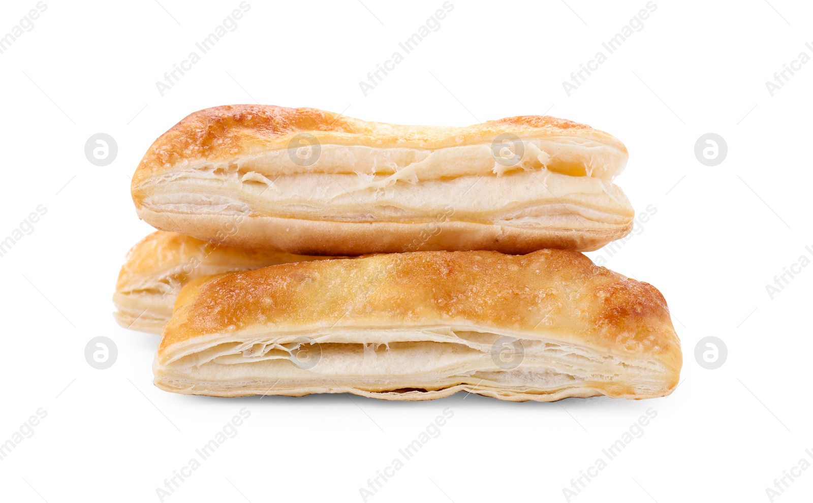 Photo of Delicious fresh puff pastries isolated on white