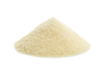 Photo of Pile of gelatin powder isolated on white