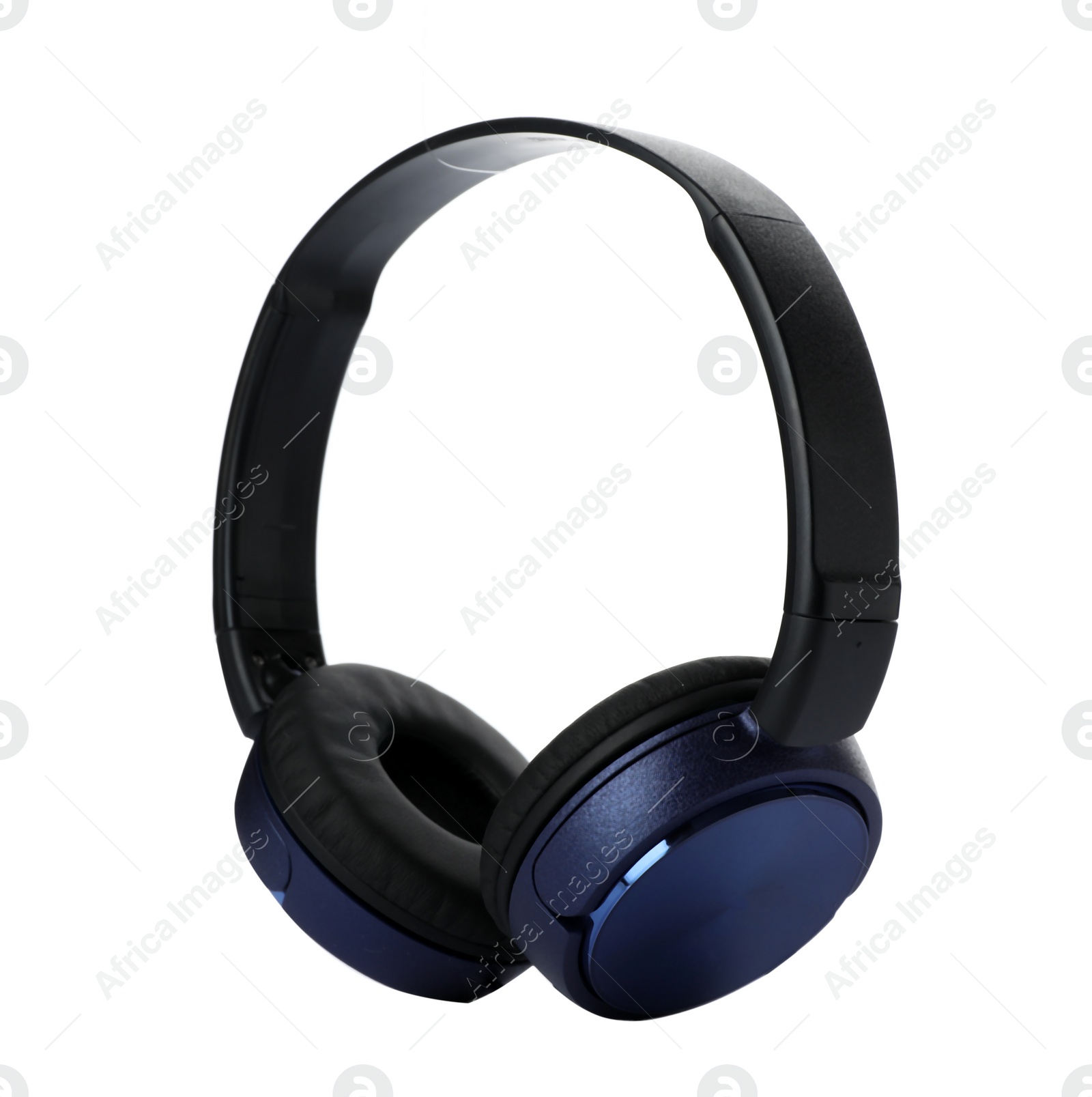 Photo of Stylish modern headphones with earmuffs on white background