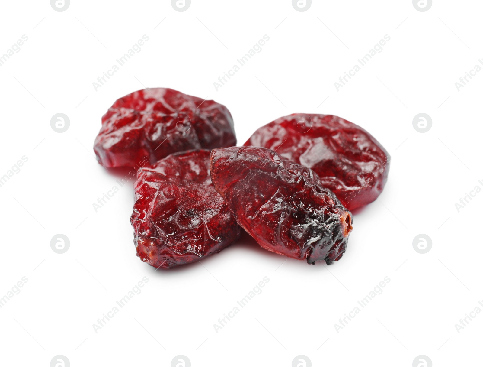 Photo of Dried cranberries isolated on white. Tasty berries