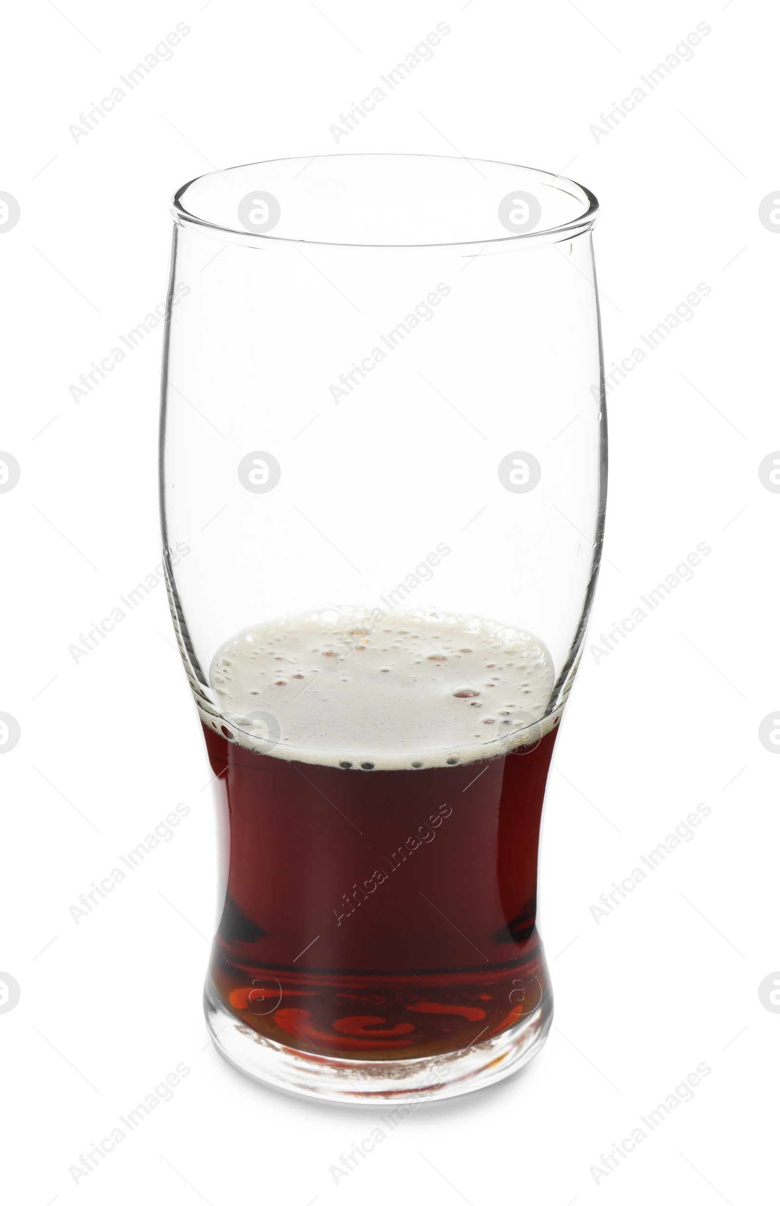 Photo of Half full glass of beer isolated on white