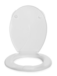 Photo of New plastic toilet seat isolated on white