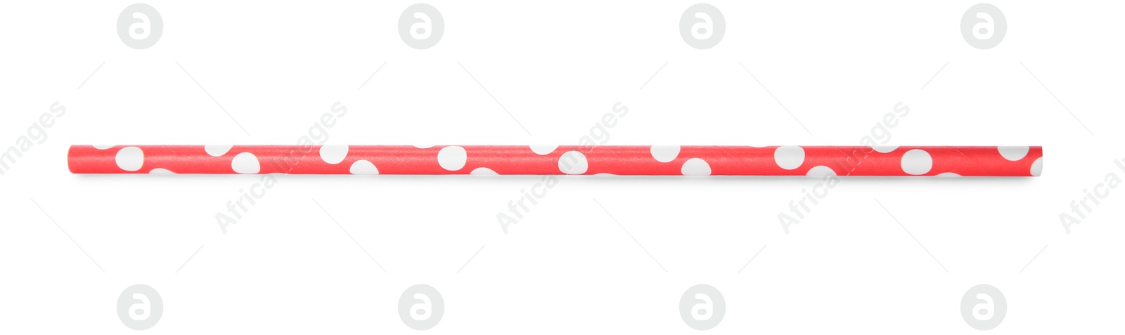 Photo of One dotted paper straw for drinking isolated on white