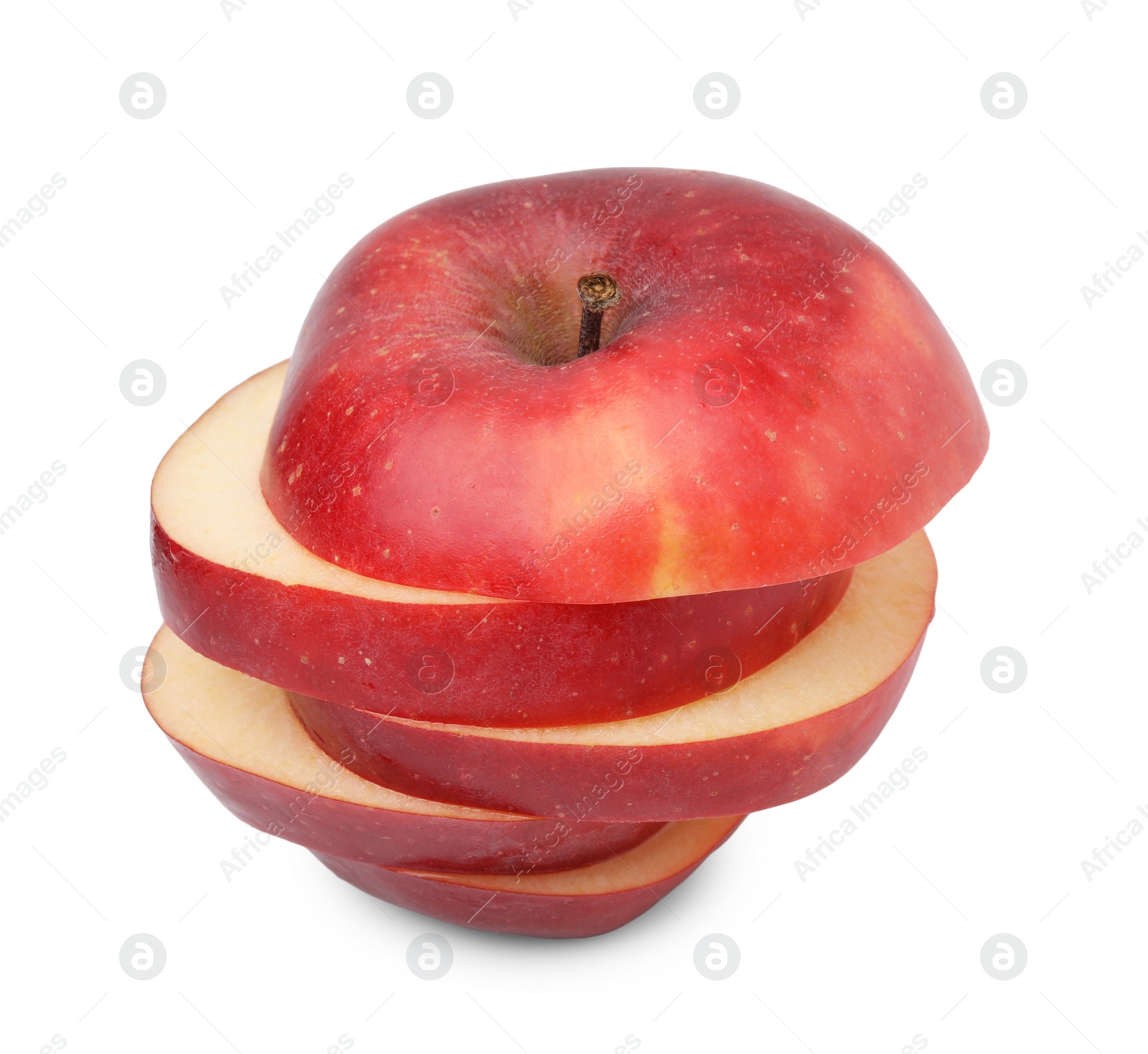 Sliced ripe red apple isolated on white Photo of Sliced ripe red apple isolated on white