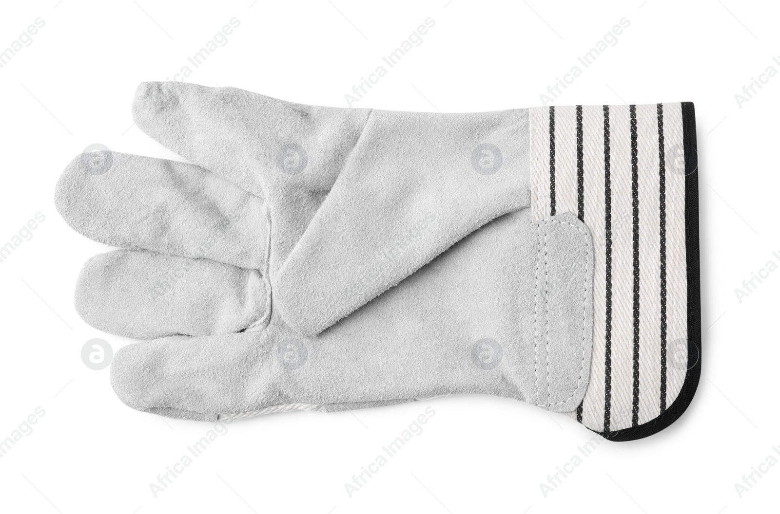 Photo of One color gardening glove isolated on white, top view