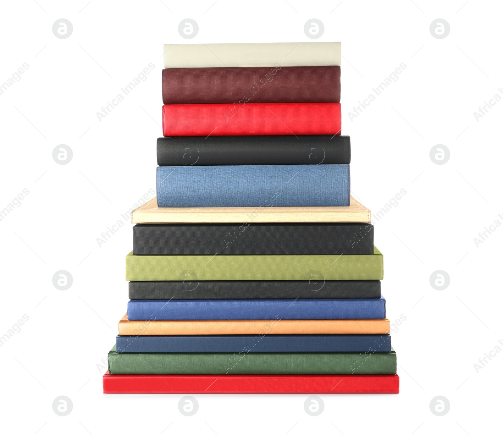 Photo of Stack of hardcover books on white background