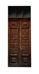 Image of Beautiful old-fashioned wooden door isolated on white