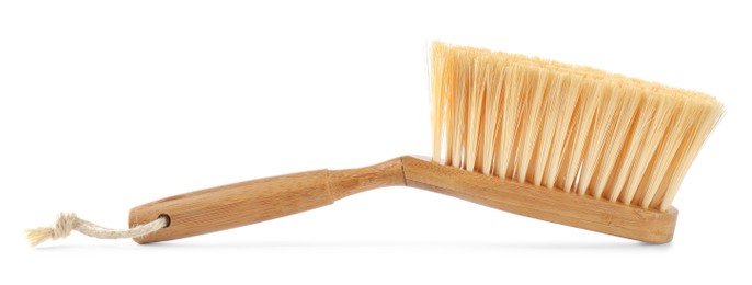 Wooden brush isolated on white. Cleaning tool