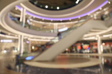 Blurred view of modern shopping mall interior. Bokeh effect