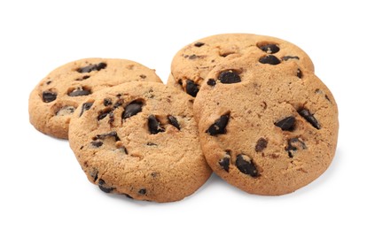 Photo of Delicious chocolate chip cookies isolated on white