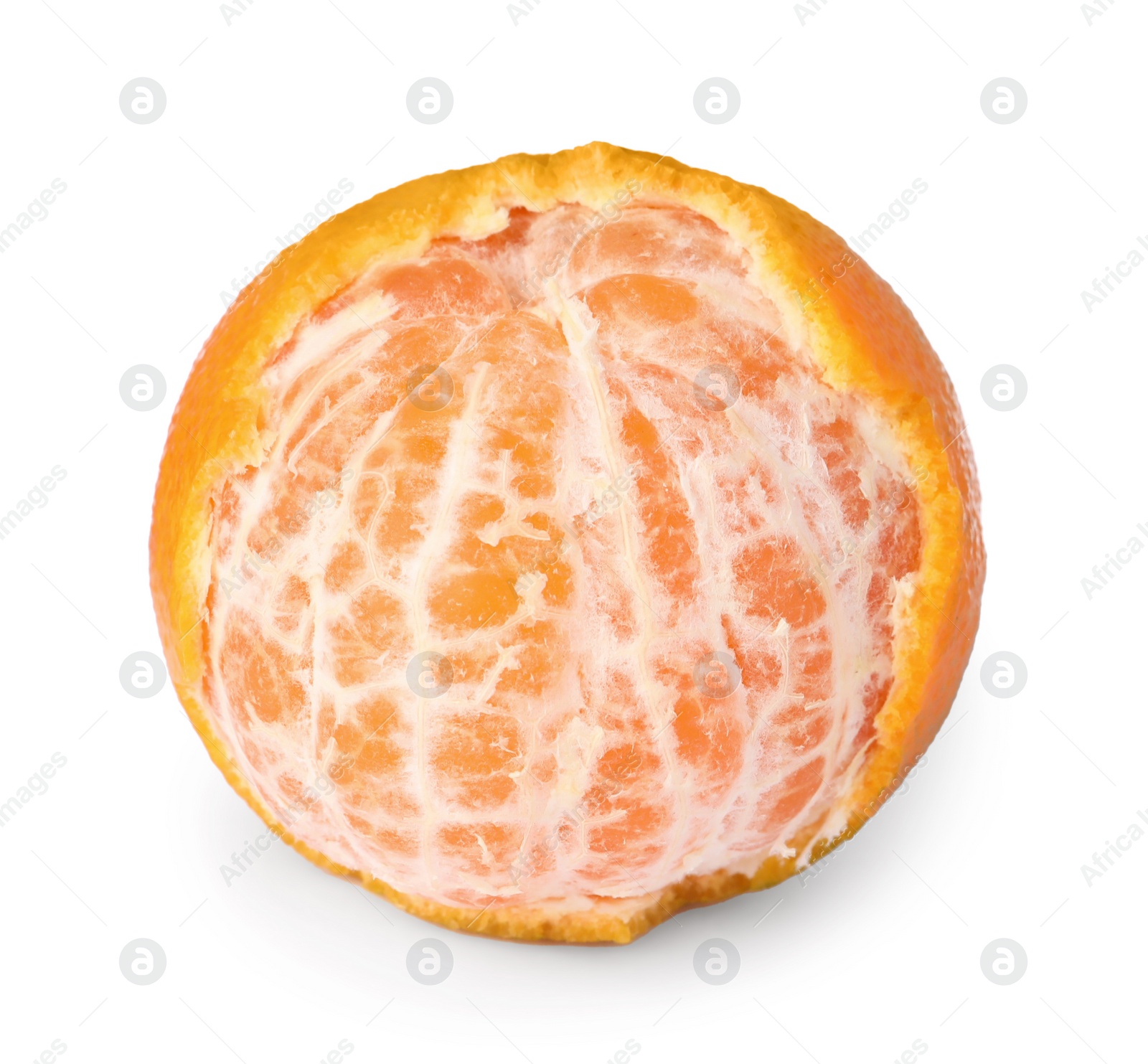 Photo of One fresh ripe tangerine isolated on white