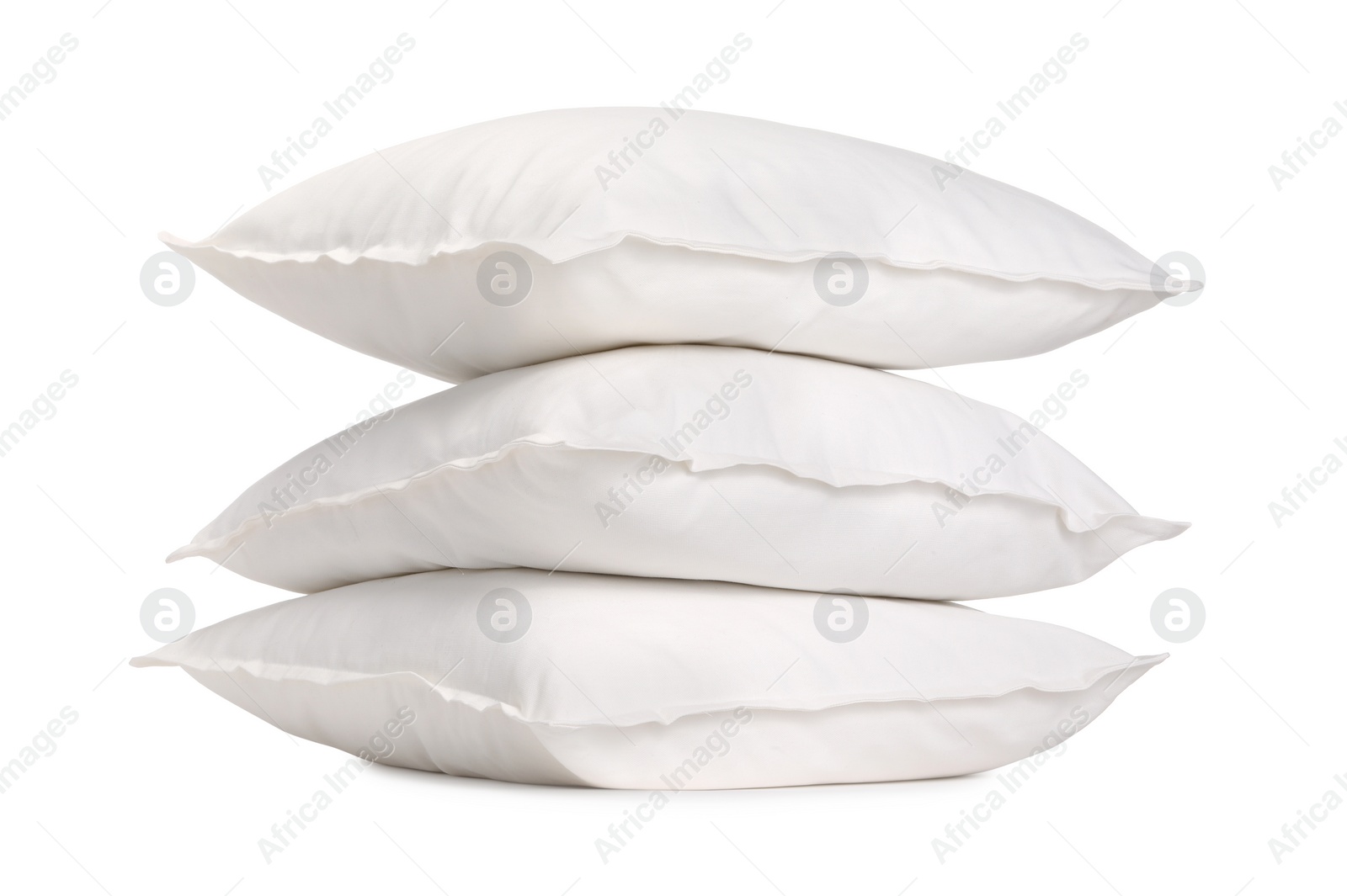 Photo of Stack of soft pillows isolated on white