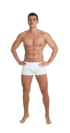 Man with sexy body on white background