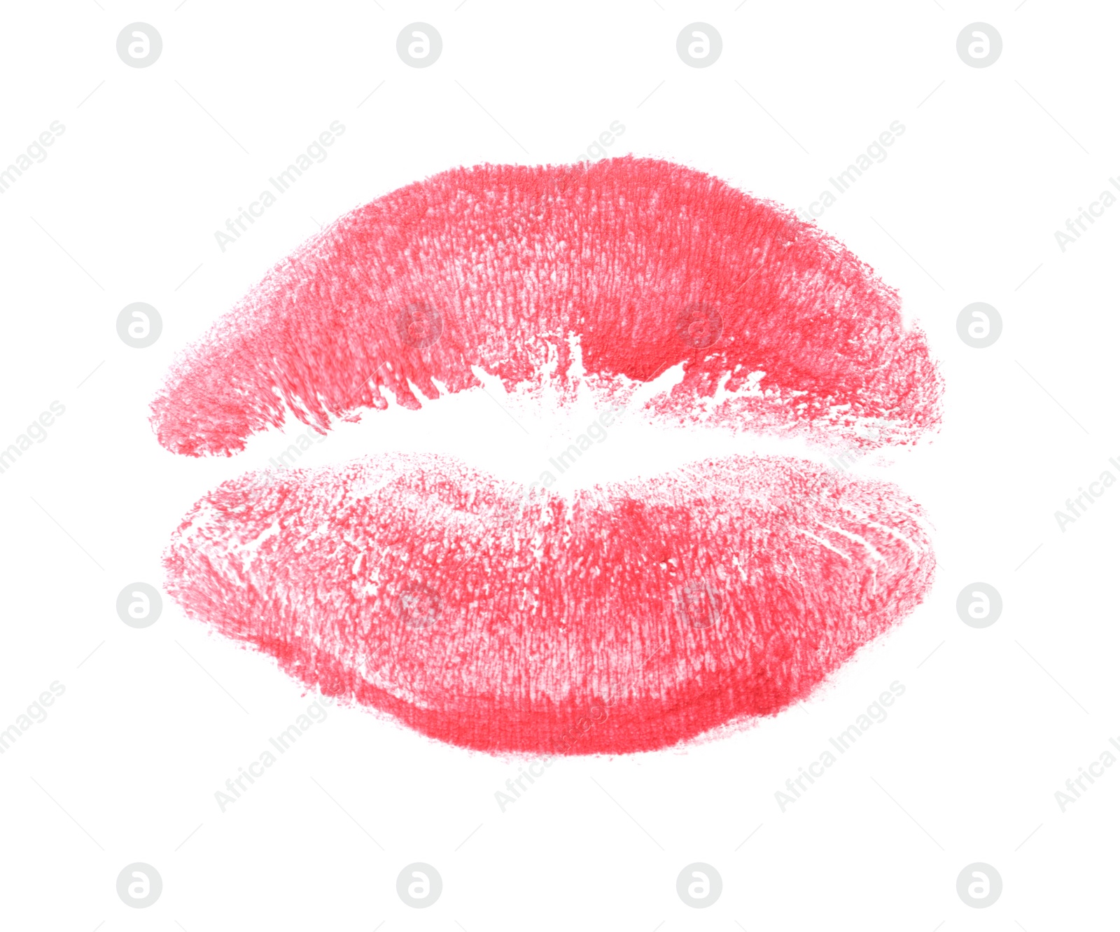 Photo of Red lipstick kiss mark isolated on white