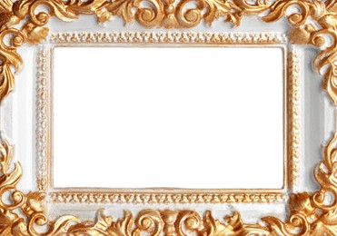 Image of Vintage frame with blank white background. Mockup for design