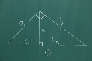 Photo of Triangle and geometry task on green board