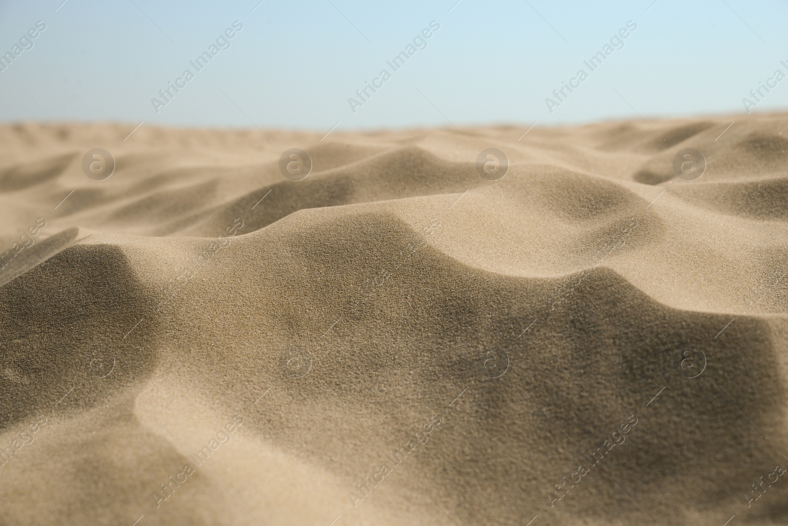 Photo of Closeup view of sand on beach under blue sky