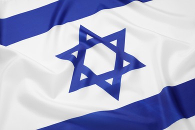 Photo of Flag of Israel as background, closeup. National symbol