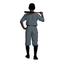 Silhouette of baseball player on white background, back view