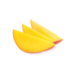 Slices of ripe mango isolated on white. Exotic fruit