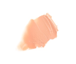 Sample of liquid foundation foundation on white background, top view