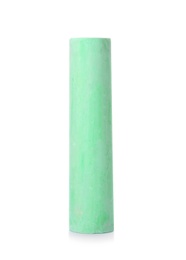 Photo of Green piece of chalk on white background