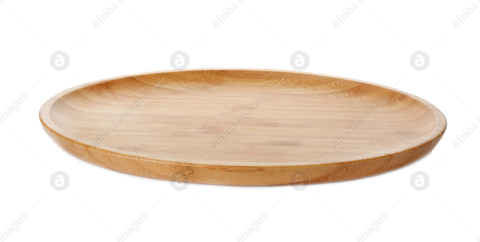 Photo of Plate made of bamboo on white background