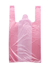 Photo of Clear disposable plastic bag on white background