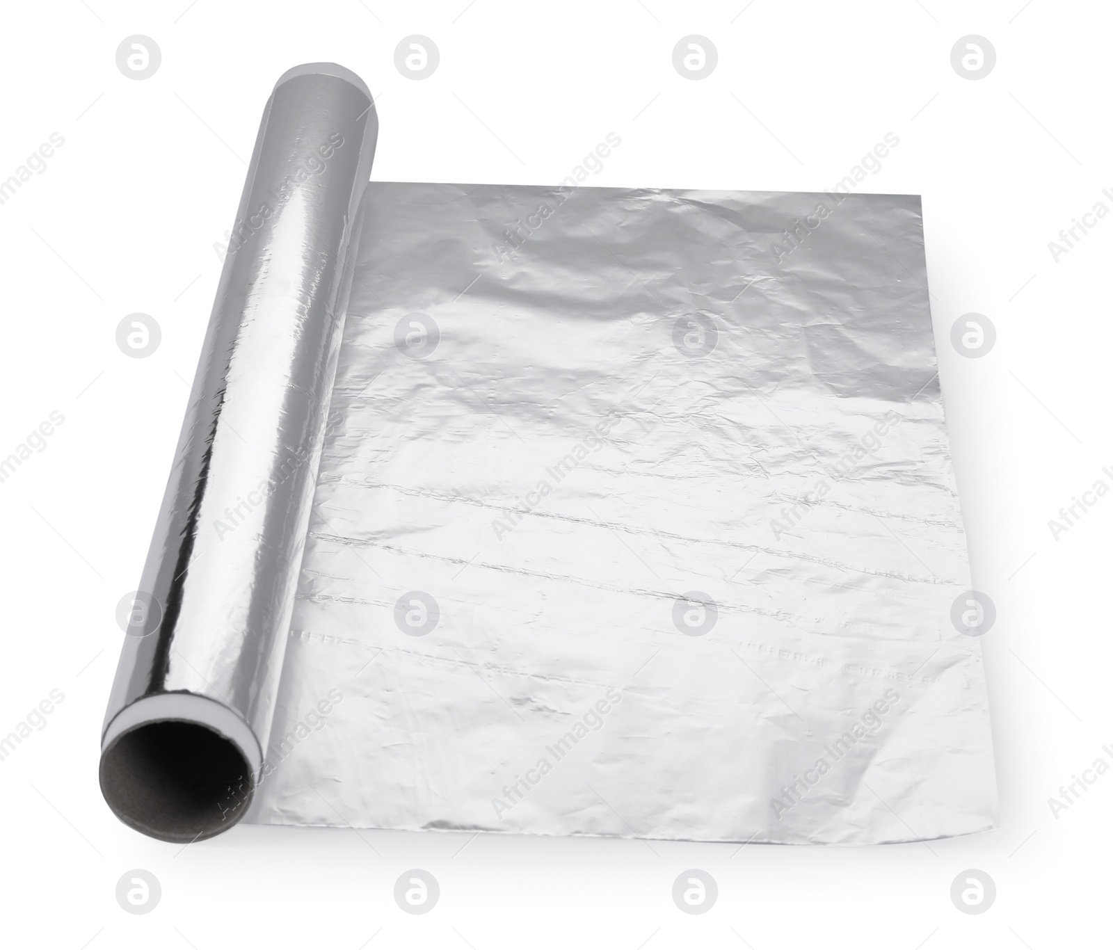 Photo of Roll of aluminum foil isolated on white